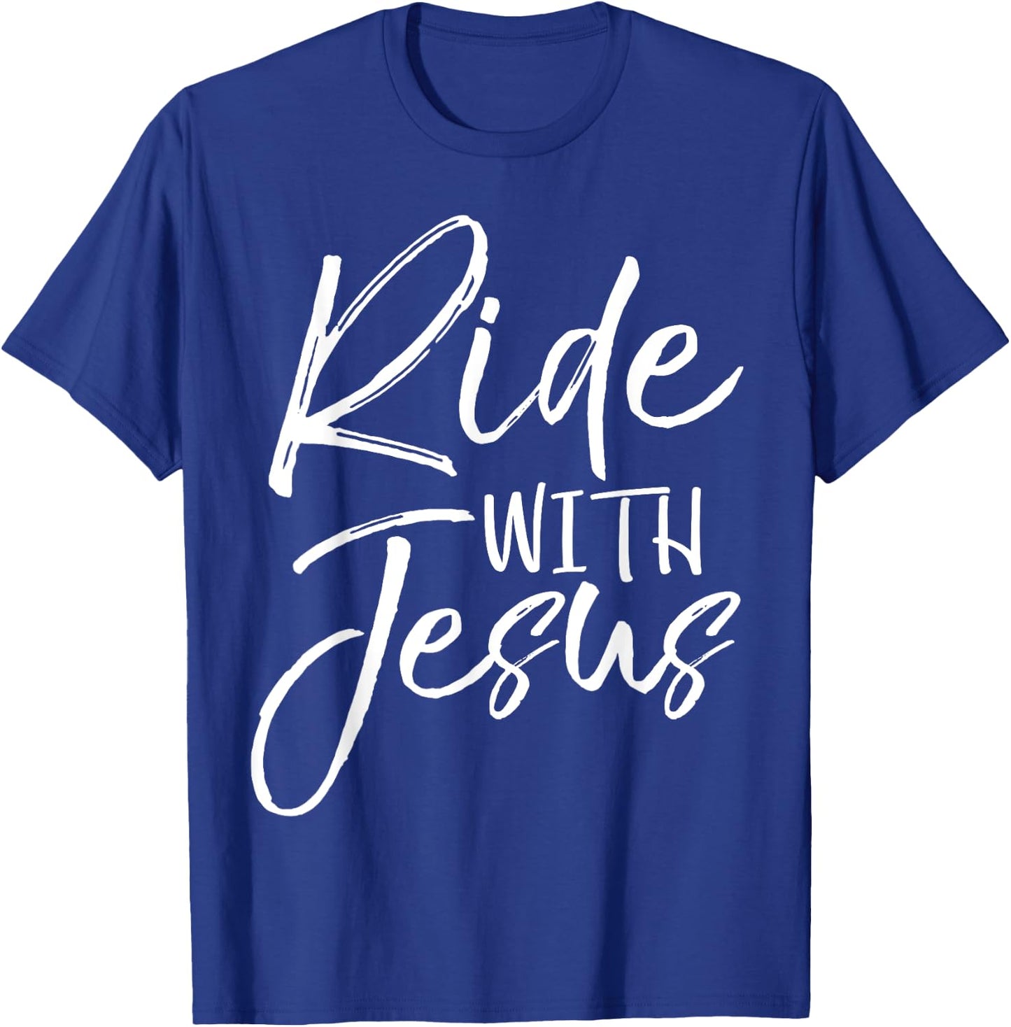 Christian Biker Gift Bike Riding Quote Fun Ride with Jesus T-Shirt - T-Shirt | Royal