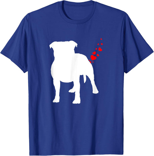 Staffordshire Bull Terrier Valentines Day Heart Dog Farts Men Women Girls Kids T-Shirt - T-Shirt | Royal