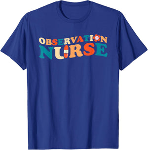 Observation Nurse Retro Registered RN Nursing Student T-Shirt - T-Shirt | Royal