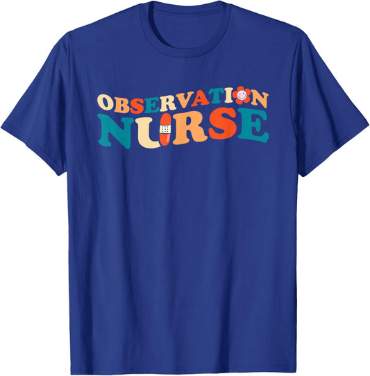 Observation Nurse Retro Registered RN Nursing Student T-Shirt - T-Shirt | Royal