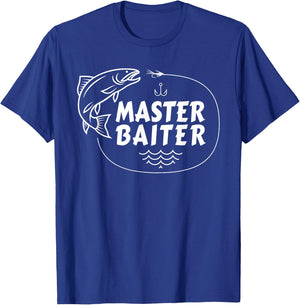 Master Baiter Funny Fishing Fisherman Joke Dad Grandpa Shirt T-Shirt - T-Shirt | Royal