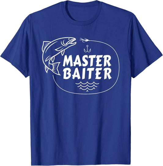 Master Baiter Funny Fishing Fisherman Joke Dad Grandpa Shirt T-Shirt - T-Shirt | Royal