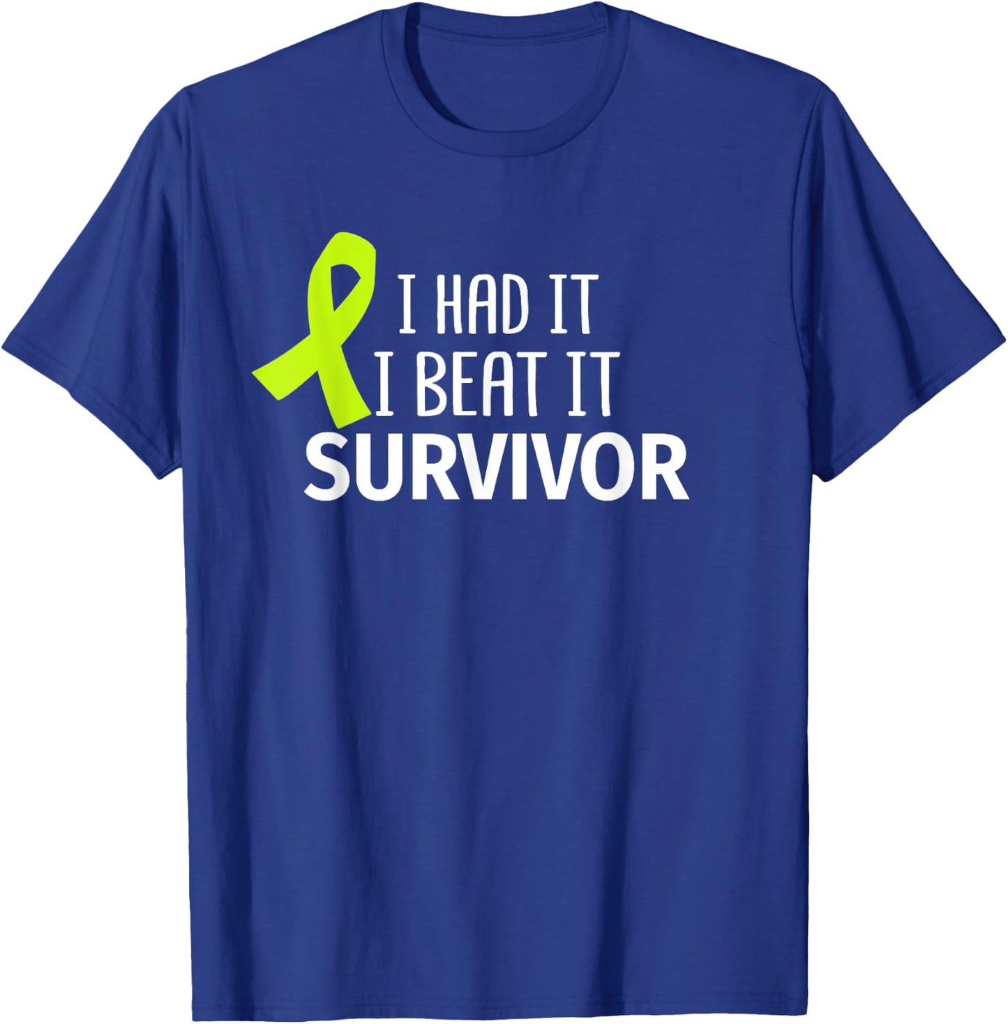 Lymphoma Cancer I Had It I Beat It Survivor Lime Ribbon Gift T-Shirt - T-Shirt | Royal