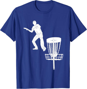 Silhouette American Disc Golf Player Frolf Targeting T-Shirt - T-Shirt | Royal