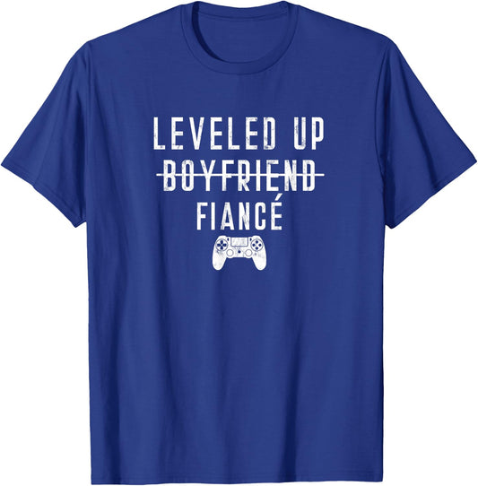 Boyfriend To Fiance Level Leveled Leveling Up Video Game T-Shirt - T-Shirt | Royal