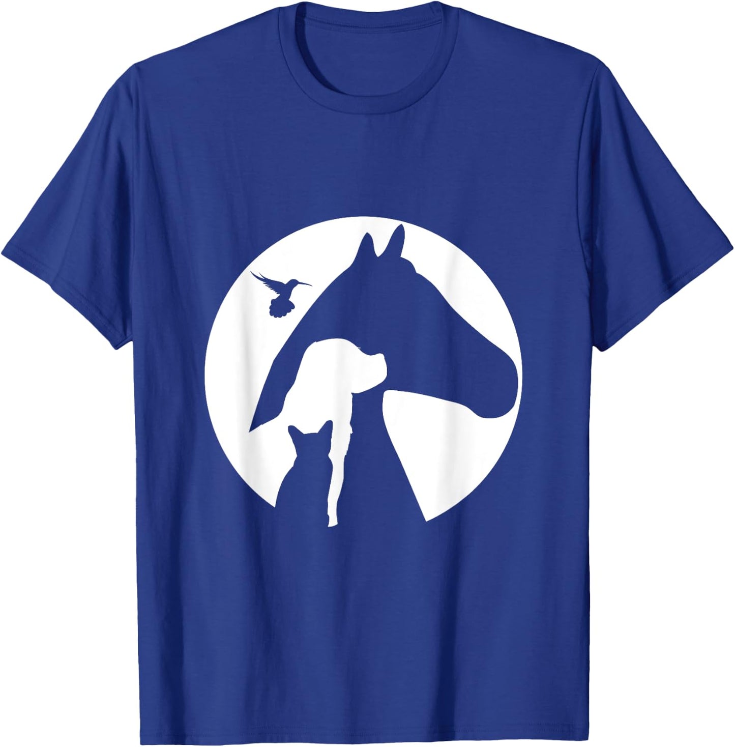 Animal Silhouette Cat Dog Horse Bird Hummingbird Men Women Girls Kids T-Shirt - T-Shirt | Royal