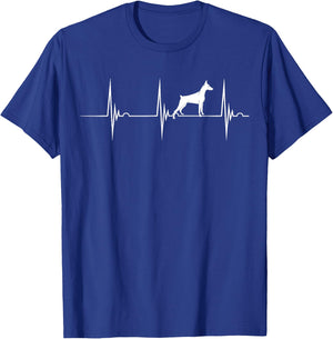Doberman Dog Heartbeat EKG Pulse Dobie Lover Pinscher Dog T-Shirt - T-Shirt | Royal