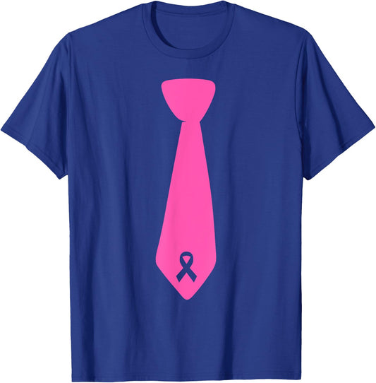 Breast Cancer Awareness Pink Ribbon Tie T-Shirt - T-Shirt | Royal