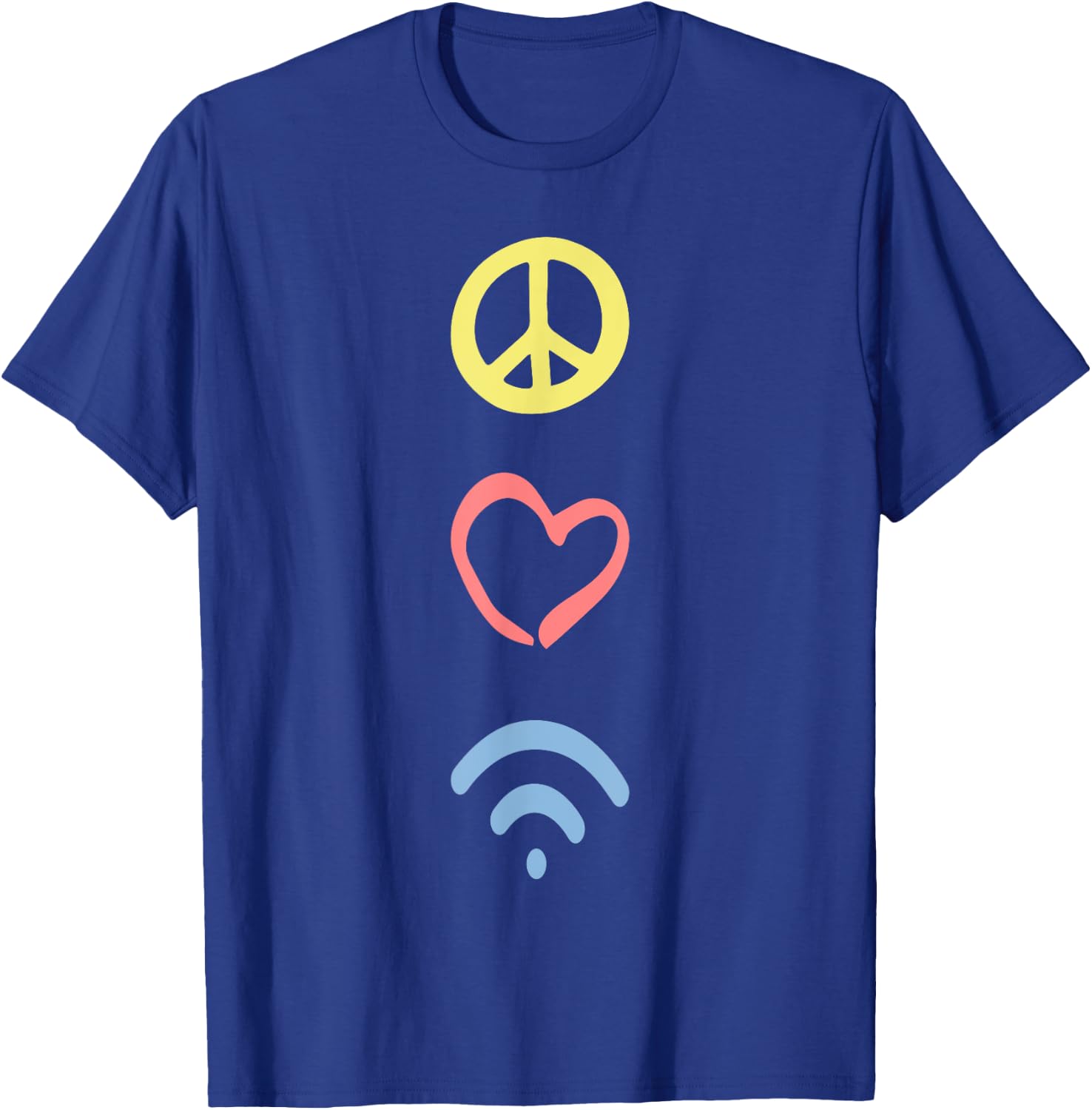Peace Love Wifi Positivity T-Shirt - T-Shirt | Royal