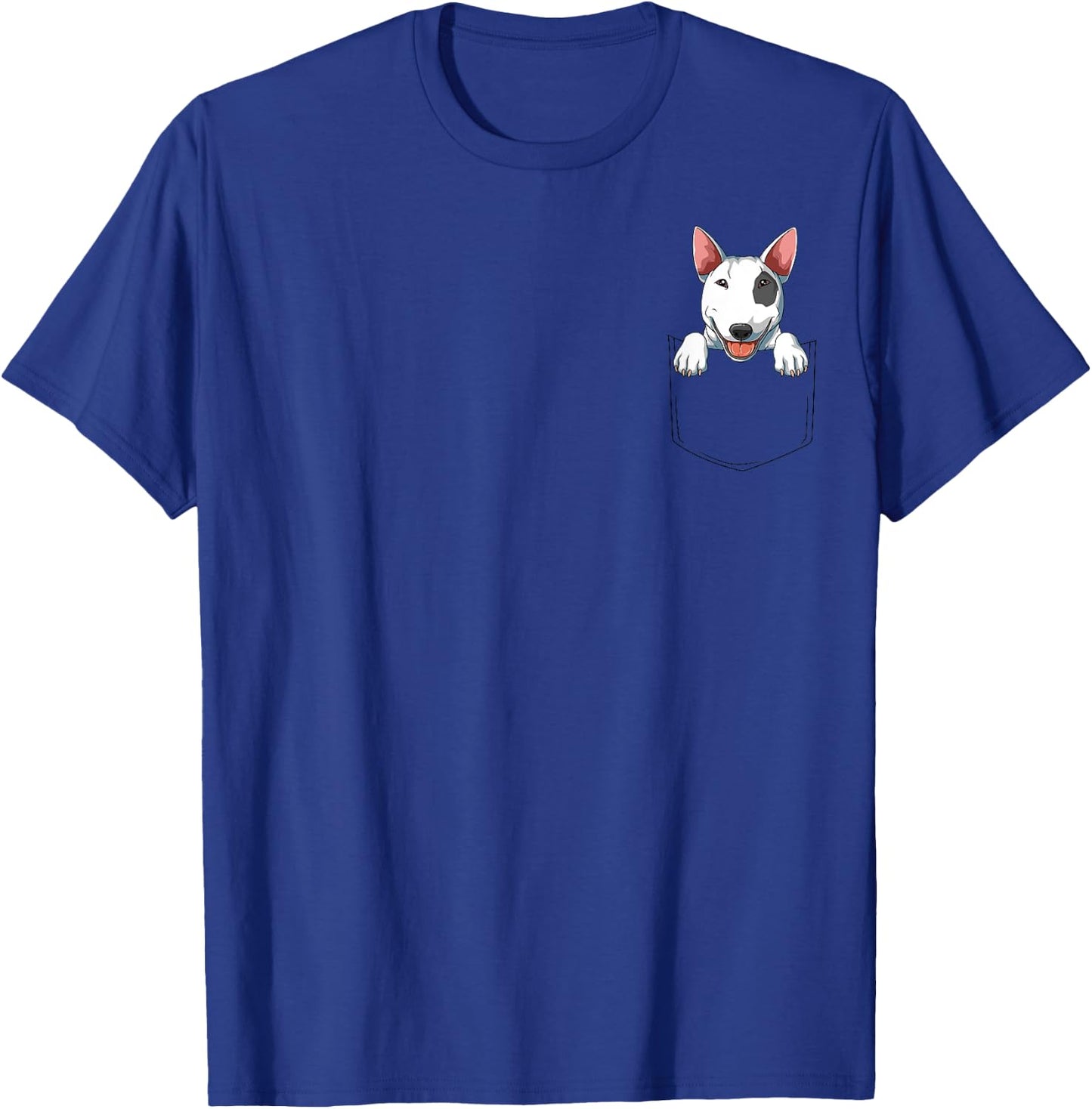 Bull Terrier Pocket Bull Terrier Peeking Out Pocket T-Shirt - T-Shirt | Royal