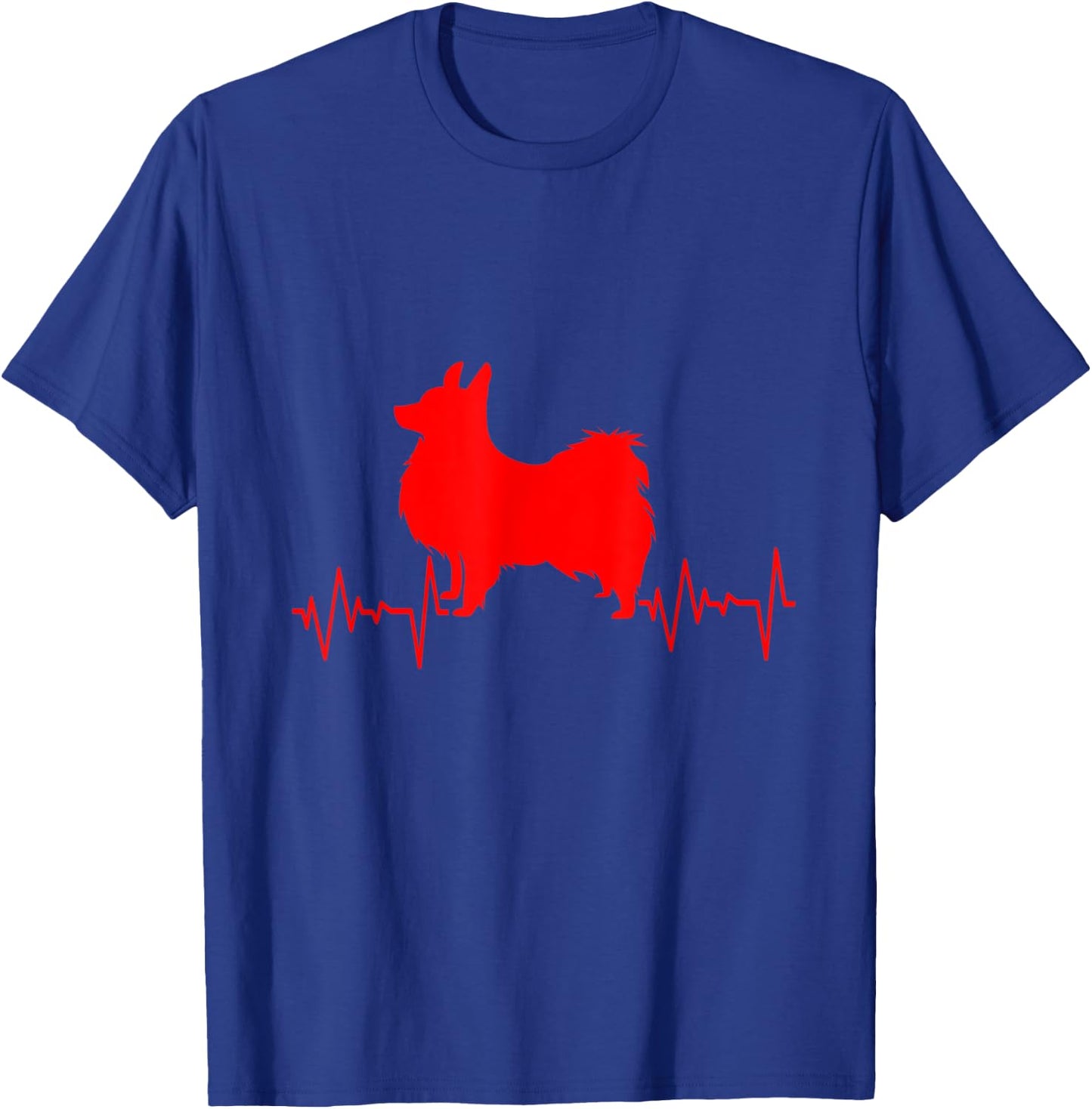 Heartbeat And Heartline With Papillon Dog T-Shirt - T-Shirt | Royal