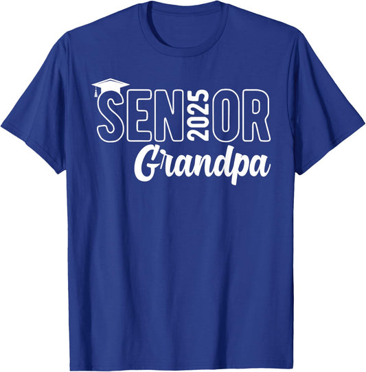 Proud Senior Grandpa 2025 Class Of 2025 Father's Day T-Shirt - T-Shirt | Royal