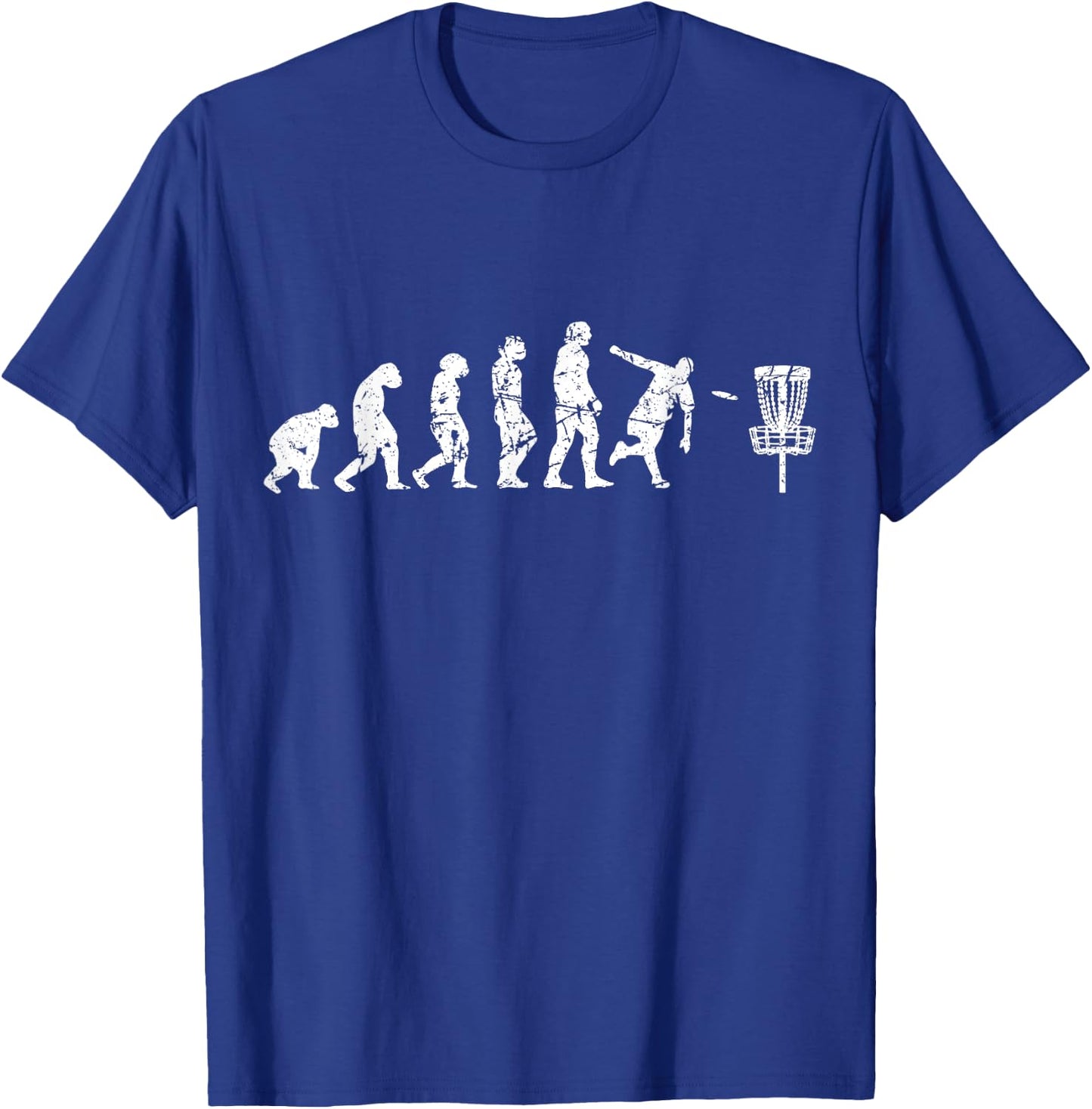 Evolution of Man Frisbee Golfer Used Disc Golf T-Shirt - T-Shirt | Royal