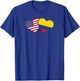 USA Colombia Flag Heart T Shirt Colombian American Love Gift T-Shirt - T-Shirt | Royal