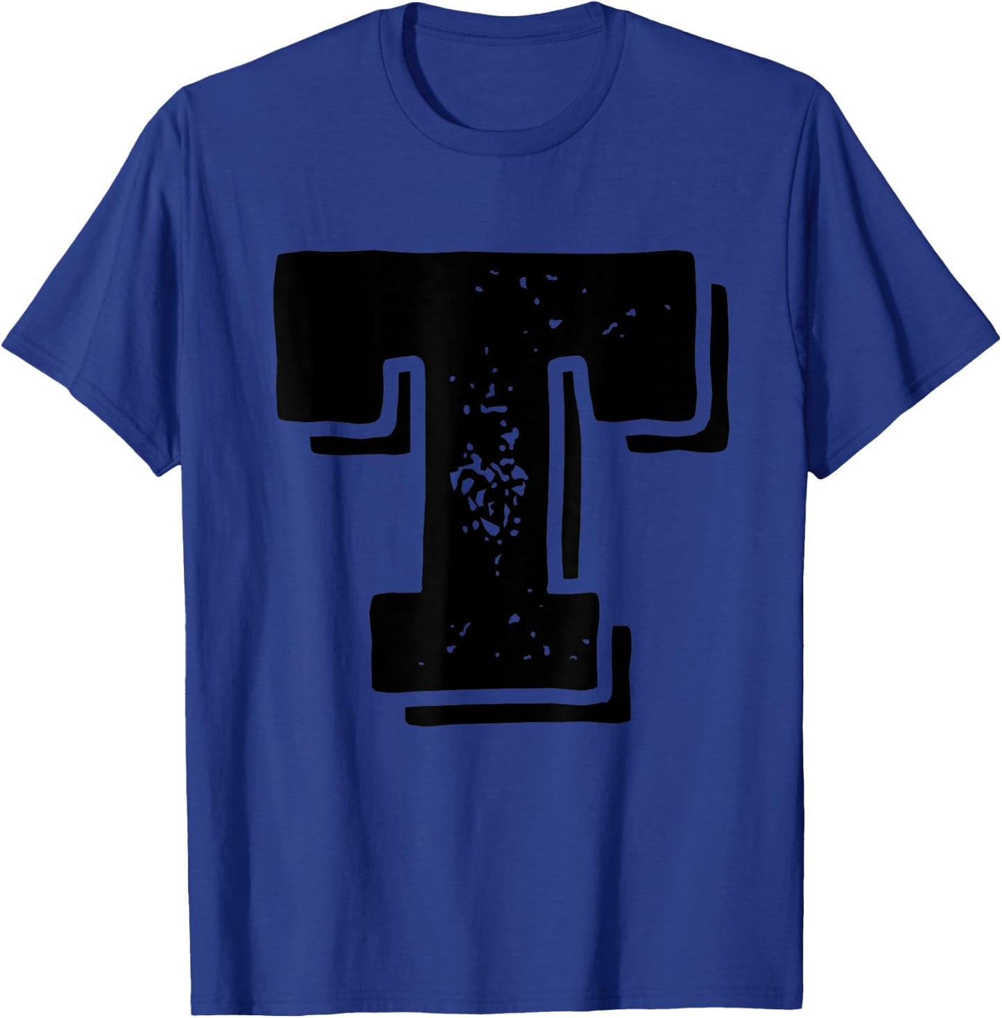 Letter T Capital Alphabet College Varsity Monogram Club T-Shirt - T-Shirt | Royal