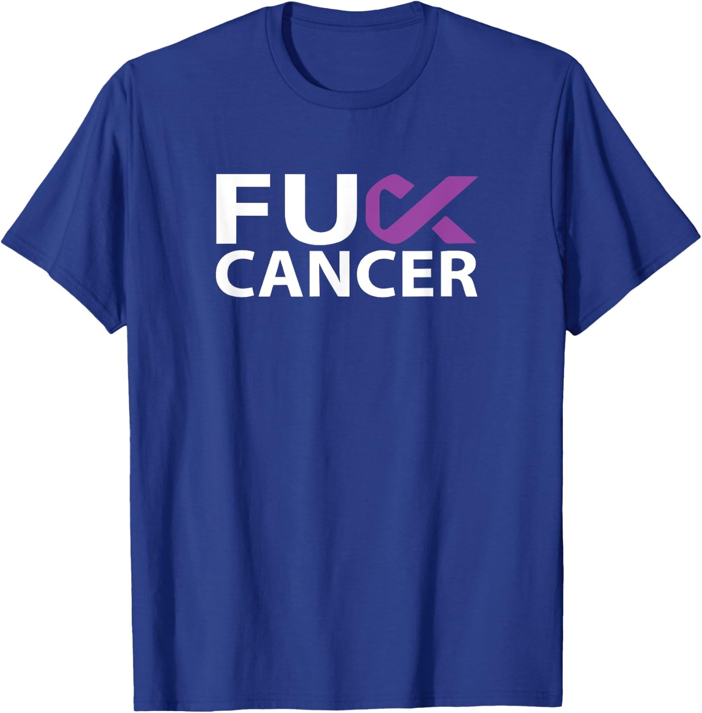 Fuck Pancreatic Cancer F U FU Purple Ribbon Cancer Awareness T-Shirt - T-Shirt | Royal