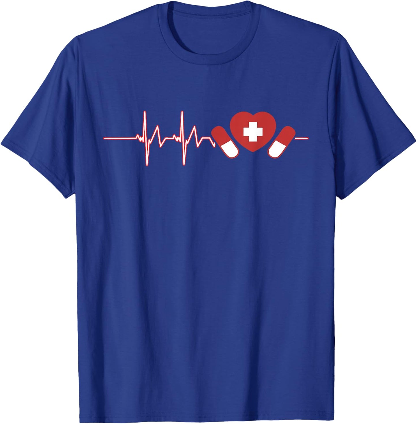 Pharmacist Pharm Tech Medicine Nurse Druggist Heartbeat T-Shirt - T-Shirt | Royal
