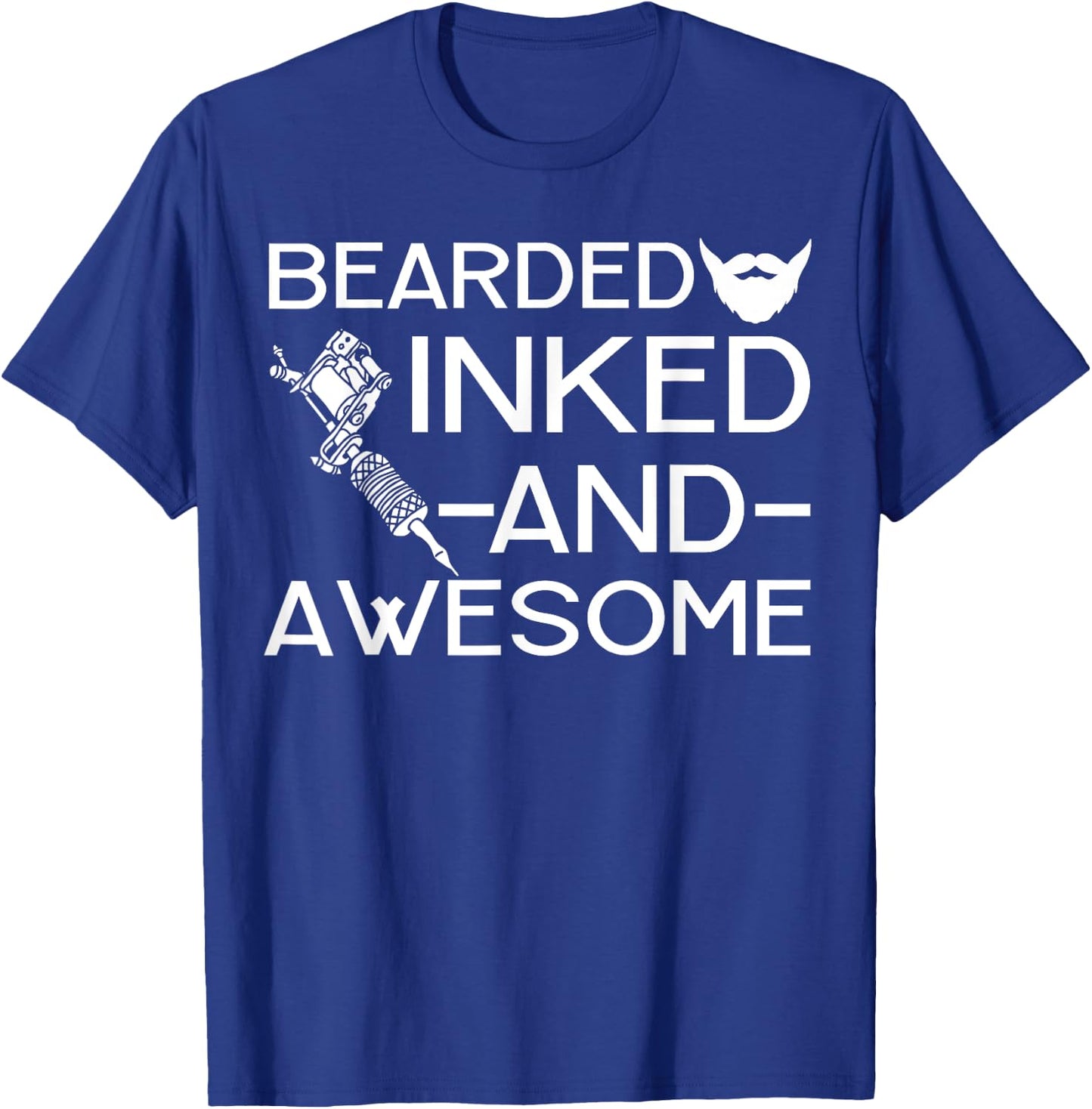Bearded Inked And Awesome Men Beard Tattoo Lover T-Shirt - T-Shirt | Royal