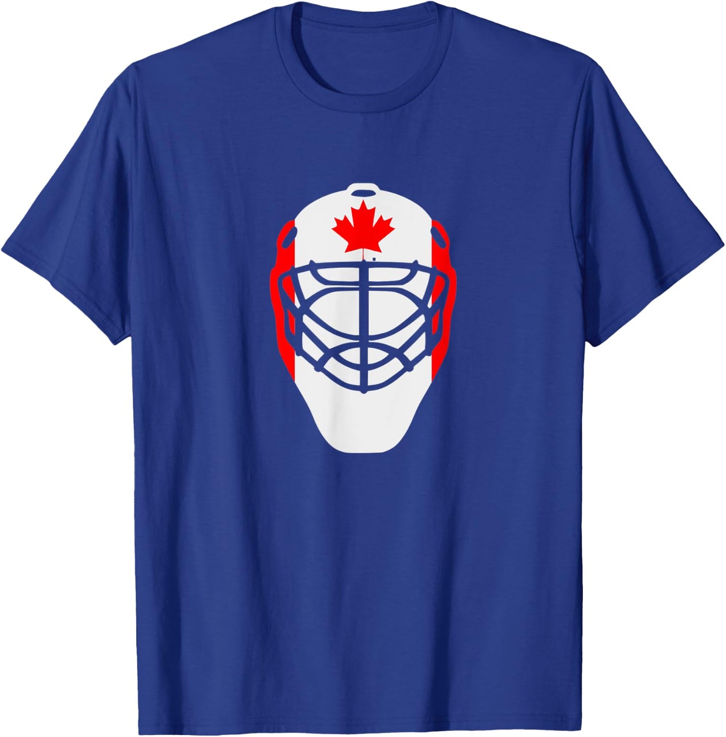 Men Novelty Ice Hockey Goalie Mask Canada Flag Style T-Shirt - T-Shirt | Royal