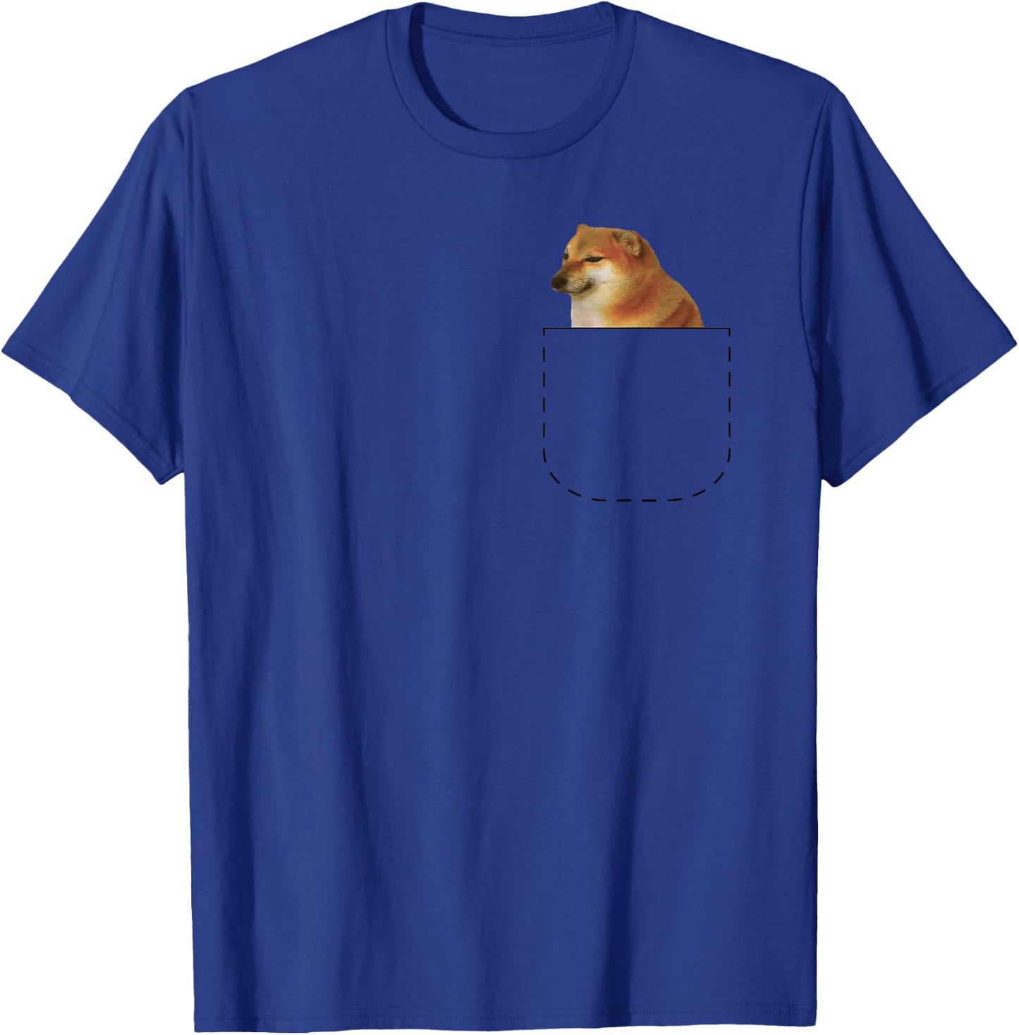 Mommottix Cheems , Women's Black Dog Meme , Small, Short Sleeve, , Classic Fit, Cotton 65% Polyester 35% T-Shirt - T-Shirt | Royal