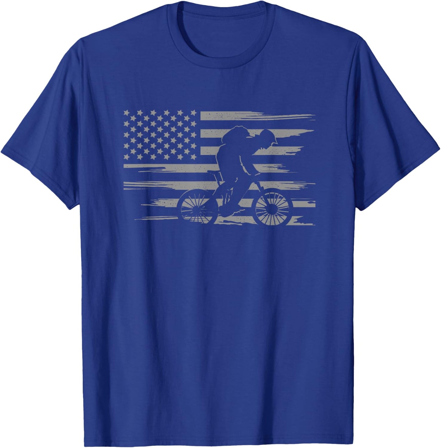 American Flag MTB Mountain Bike Apparel - MTB Mountain Bike T-Shirt - T-Shirt | Royal