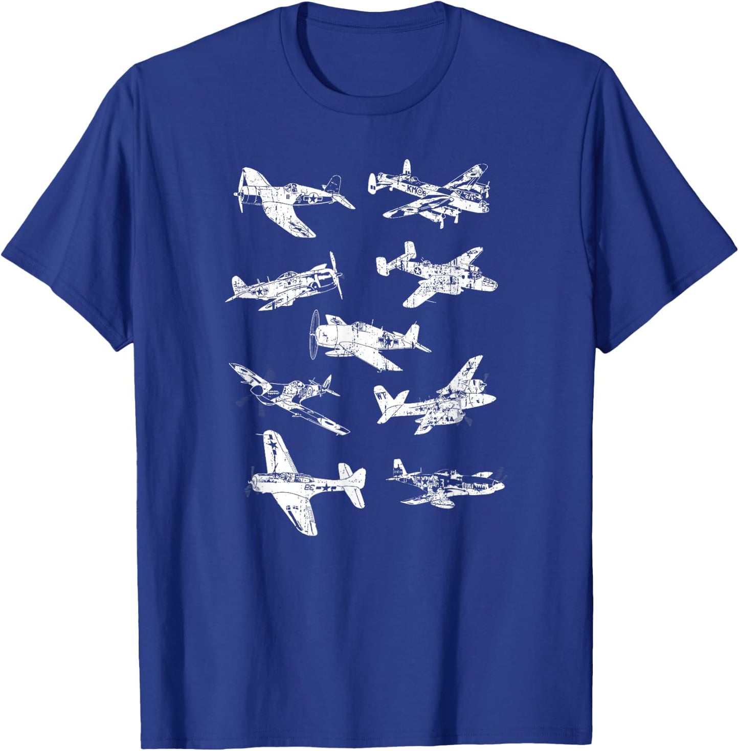 WWII US Fighter Jet Aircraft World War II Vintage Airplanes T-Shirt - T-Shirt | Royal