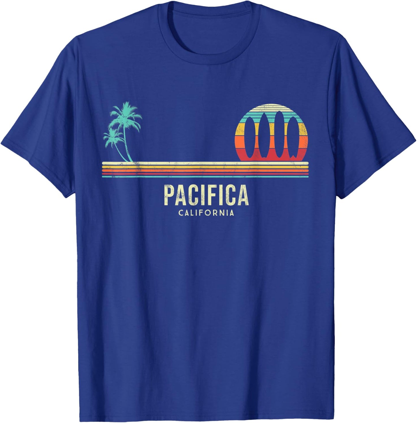 California Surf Pacifica Vintage Surf Board Surfer T-Shirt - T-Shirt | Royal