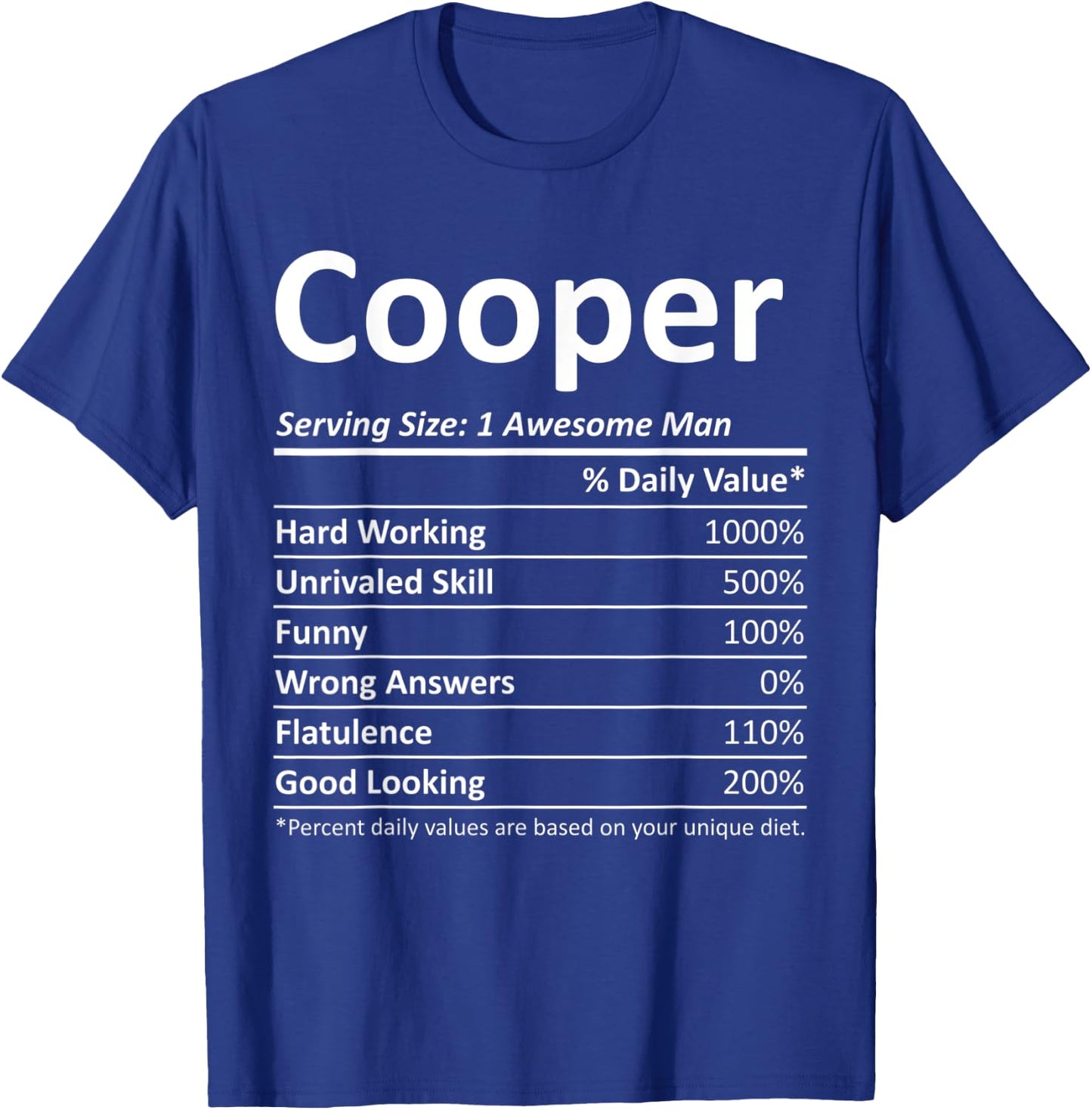 COOPER Nutrition Funny Birthday Personalized Name Gift T-Shirt - T-Shirt | Royal