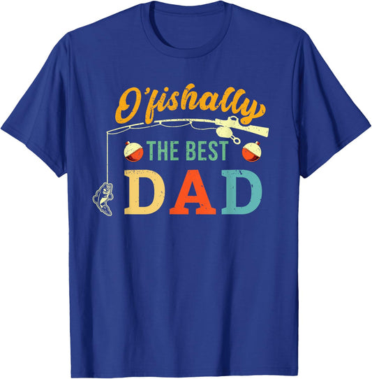 Retro Ofishally The Best Dad Fishing Father Fisherman Papa T-Shirt - T-Shirt | Royal