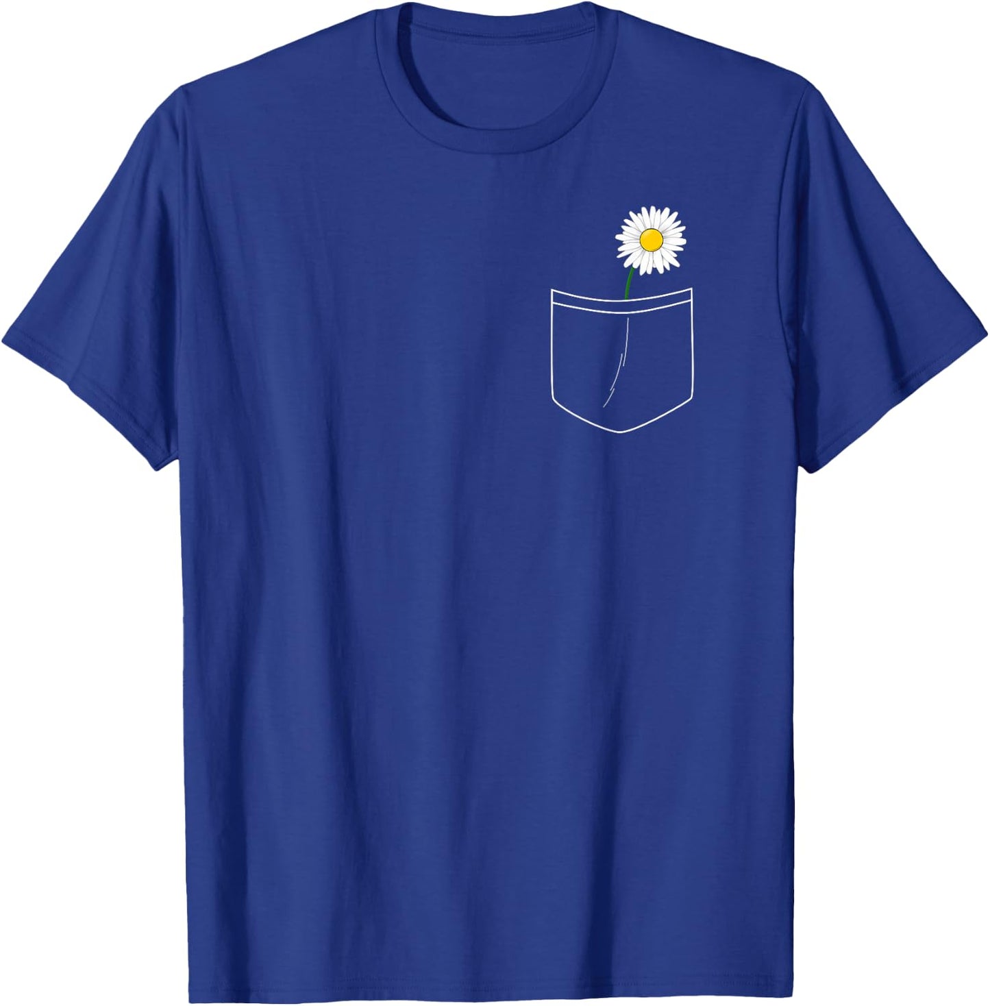 White Daisy Pocket Cute Flower Pocket T-Shirt - T-Shirt | Royal