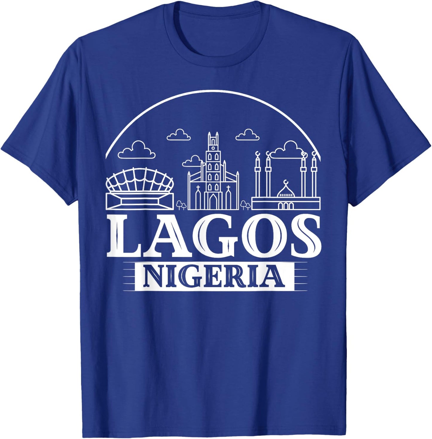 Lagos Nigeria City Skyline Map Travel T-Shirt - T-Shirt | Royal