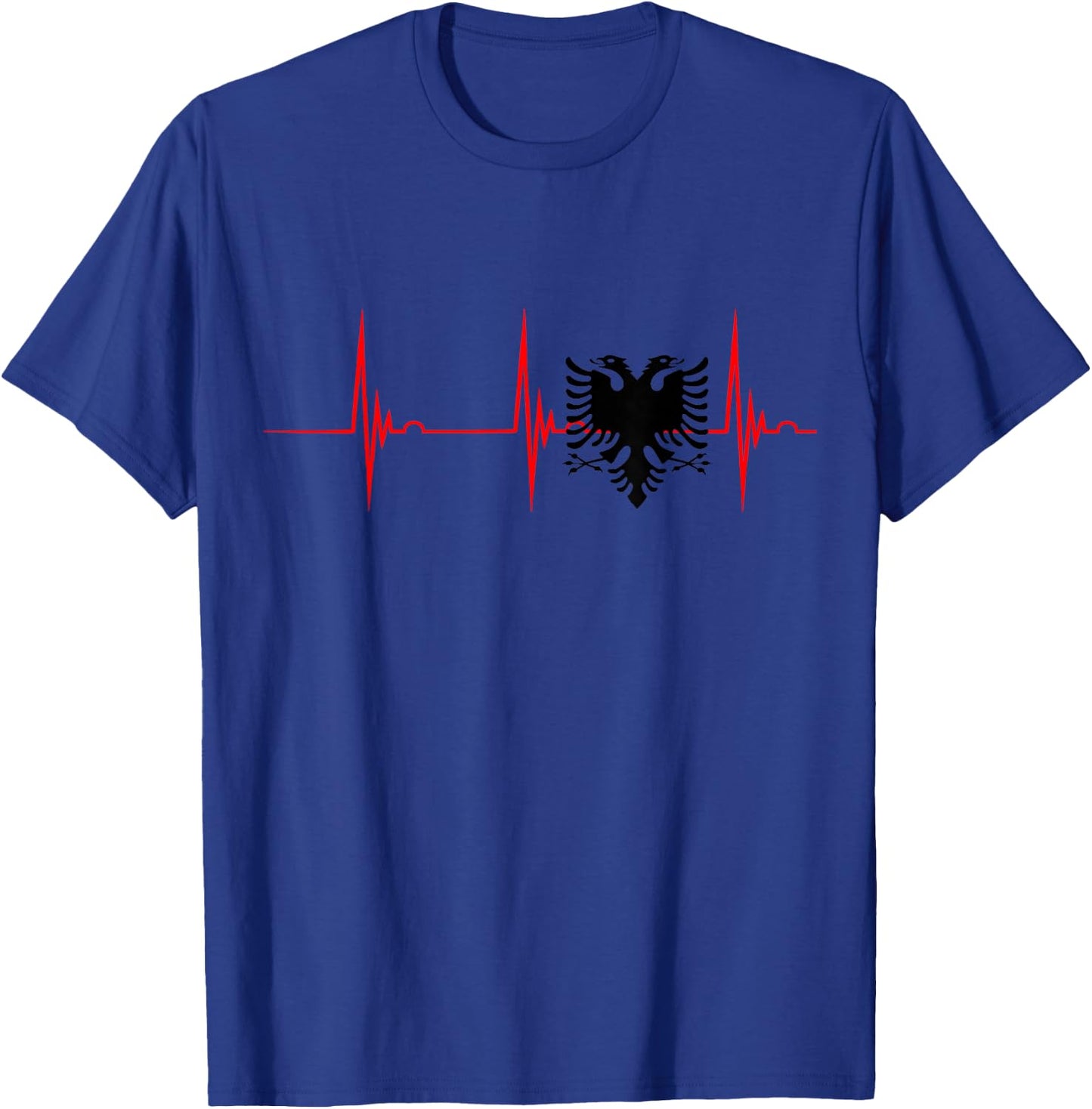 Coole Shqiperia Albanische Albaner Albania Albanian Heartbeat ECG Pulse Albanian Eagle Pride T-Shirt - T-Shirt | Royal