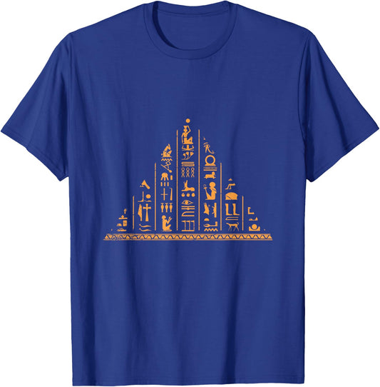 Africa Cairo Egypt Flag Gifts Hieroglyph Egypt Black -Adults Cotton, Polyester Short Sleeve Classic Fit Small T-Shirt - T-Shirt | Royal