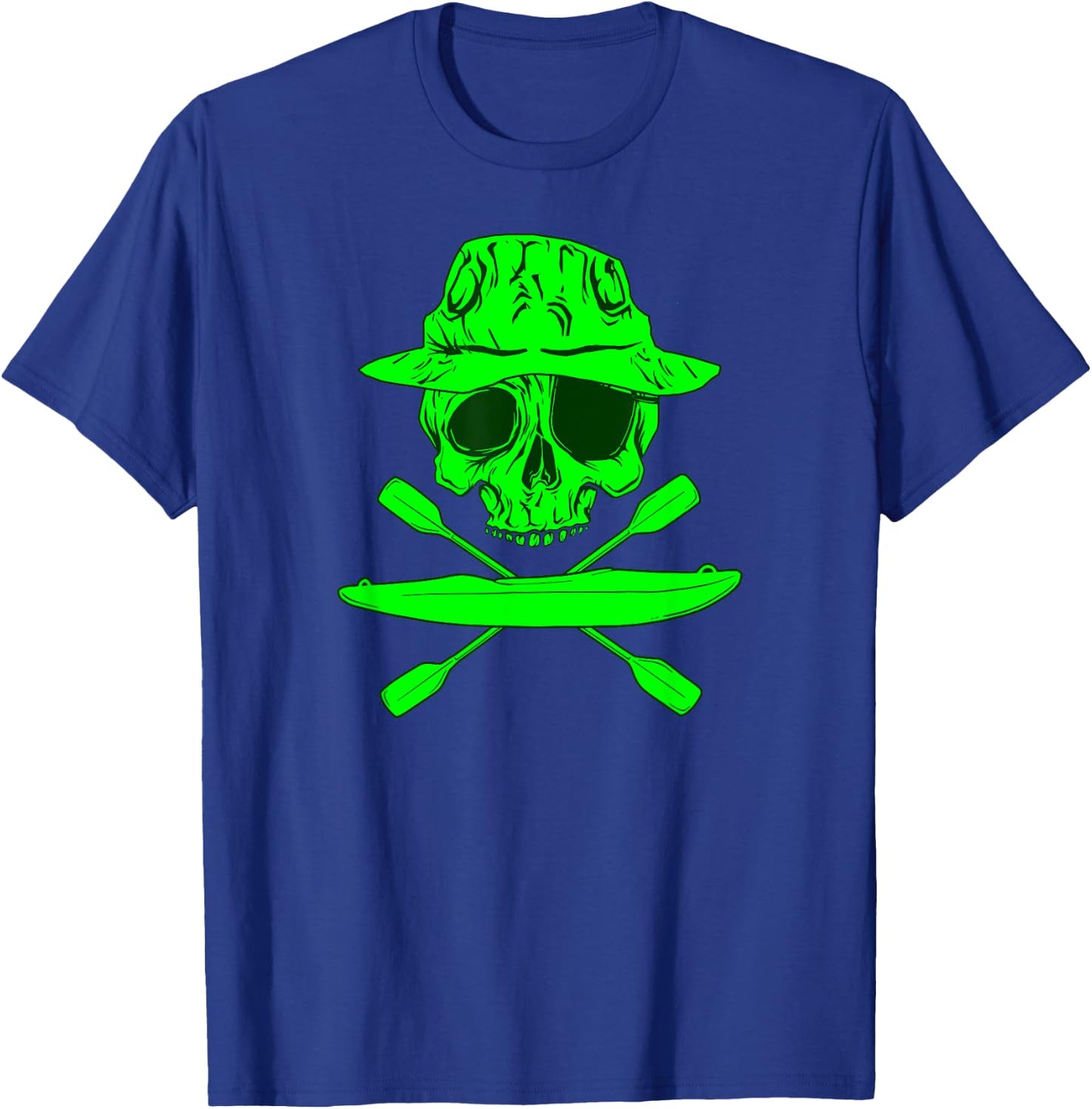 KAYAK CANOE rafting games white water green skull KAYAKER T-Shirt - T-Shirt | Royal