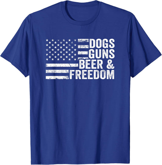 DOGS GUNS & BEER FREEDOM - Pro Gun - Dog Lover - USA Flag Women Men T-Shirt - T-Shirt | Royal