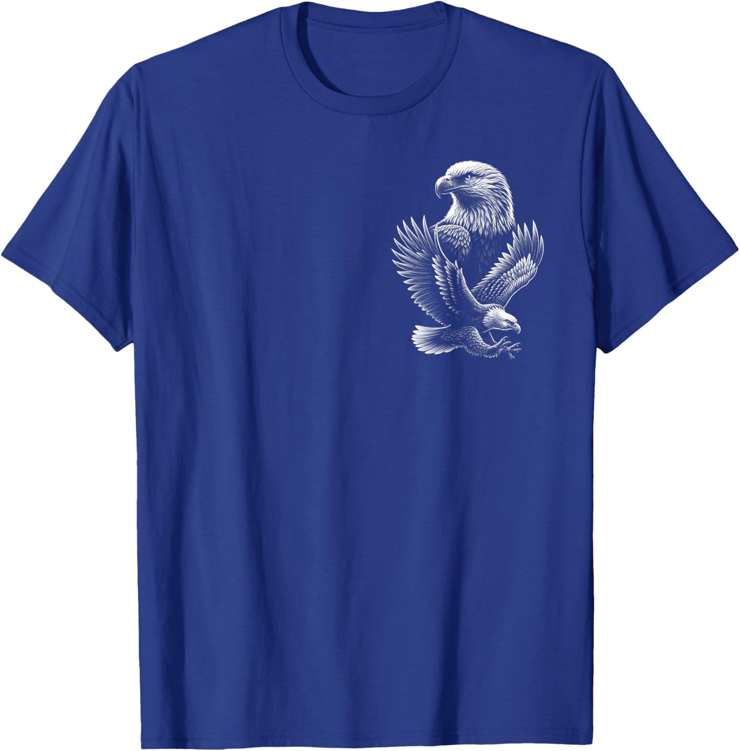 Cool Eagle in Flight and Proud Pose Portrait on Chest T-Shirt - T-Shirt | Royal