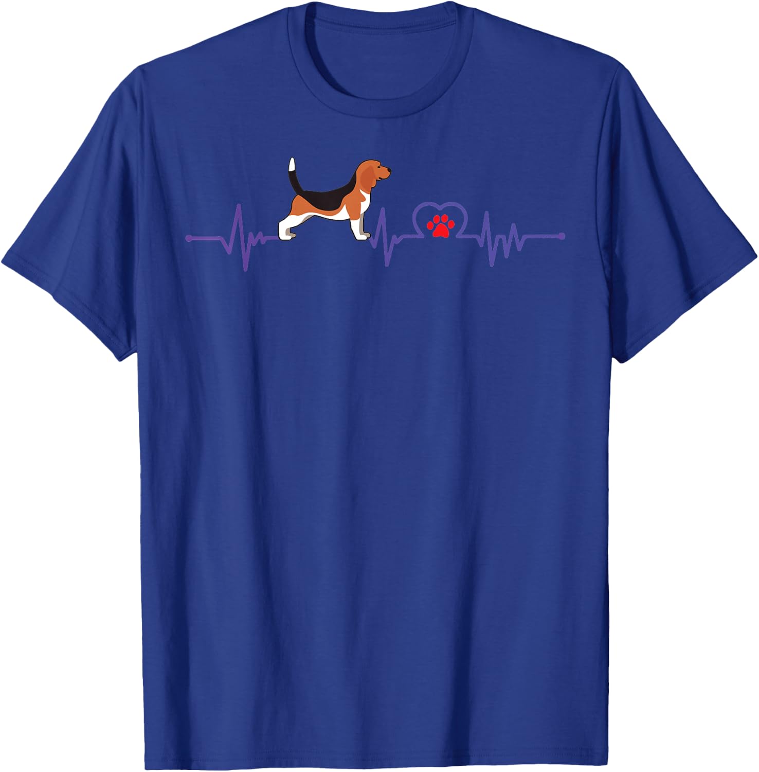 Heartbeat With Footprint and Beagles - Beagle Hound T-Shirt - T-Shirt | Royal