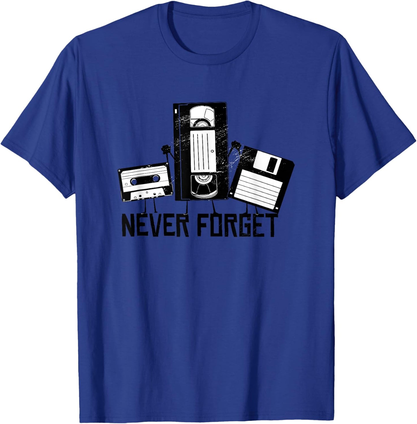 Never Forget Retro VCR Cassette Tape Floppy Disk T-Shirt - T-Shirt | Royal