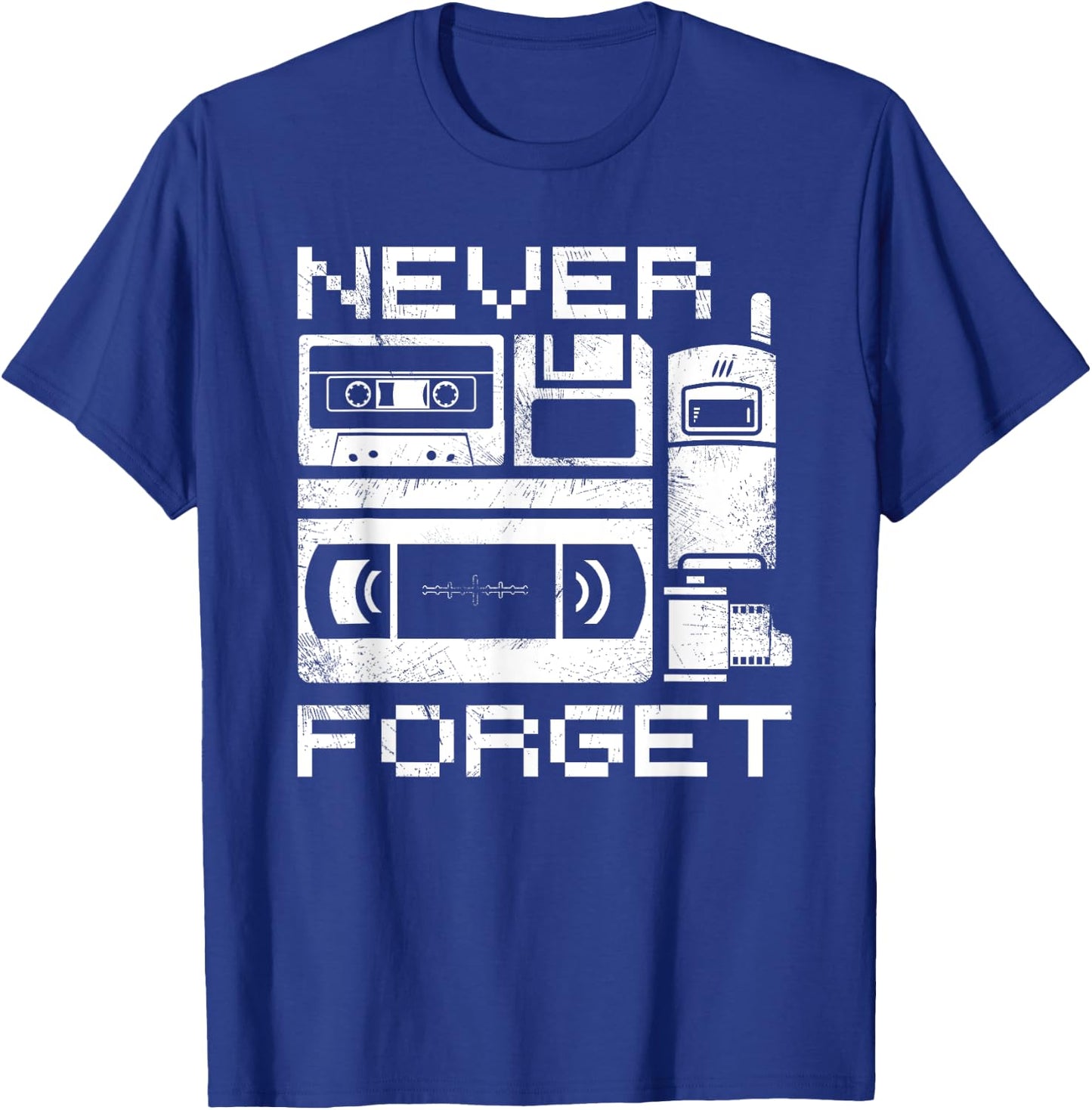 Never Forget The 90's Floppy Disk Flip Phones VHS Cassette T-Shirt - T-Shirt | Royal