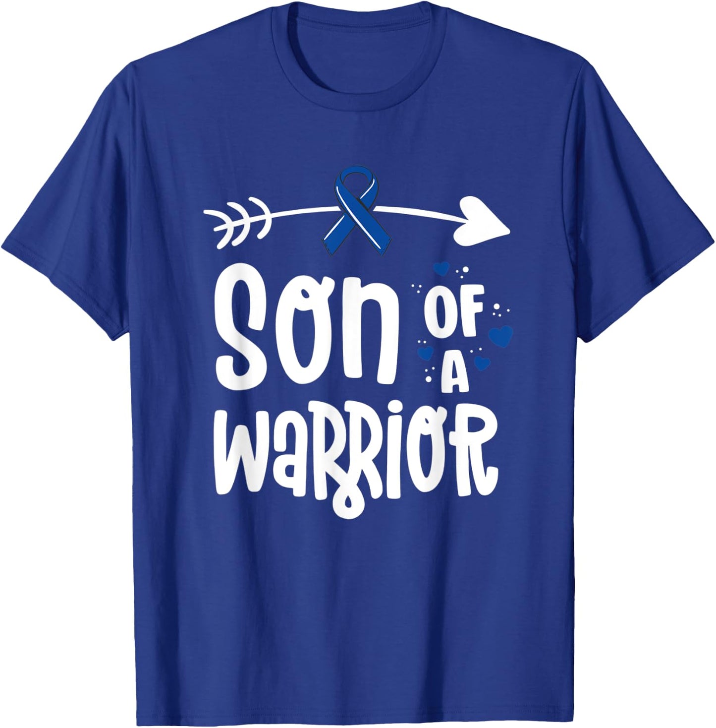 Colon Cancer Awareness Blue Dad Husband Fighter Warrior T-Shirt - T-Shirt | Royal