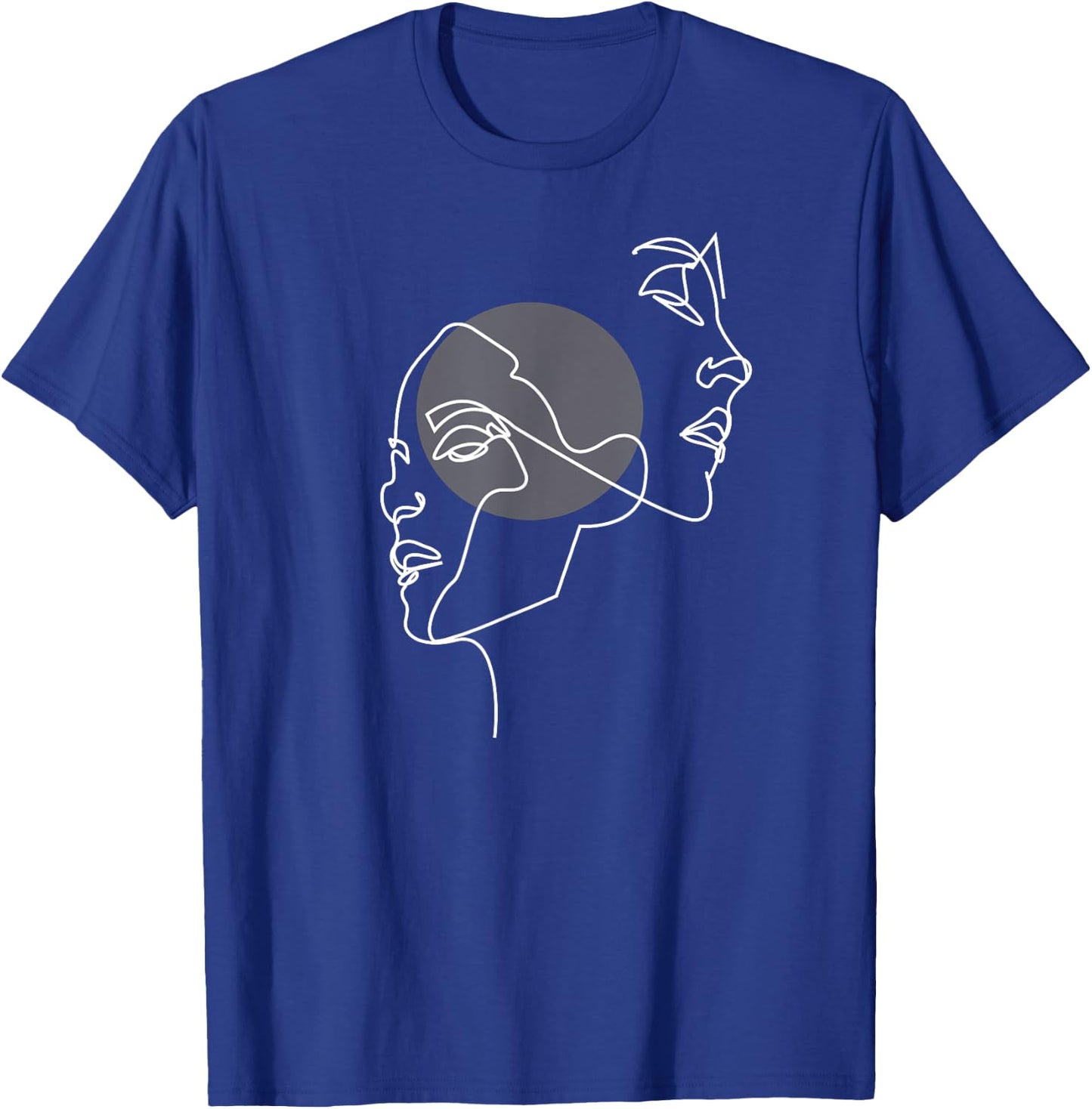 Artsy Line Faces Abstract Aesthetic Art T-Shirt - T-Shirt | Royal