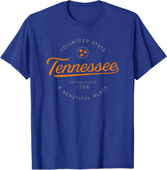 Tennessee TN Volunteer State Tristar Flag Stars of Tennessee T-Shirt - T-Shirt | Royal