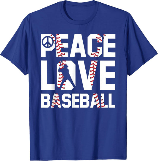 Peace Love Baseball For Soft Ball Fans Baseball T-Shirt - T-Shirt | Royal
