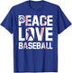 Peace Love Baseball For Soft Ball Fans Baseball T-Shirt - T-Shirt | Royal