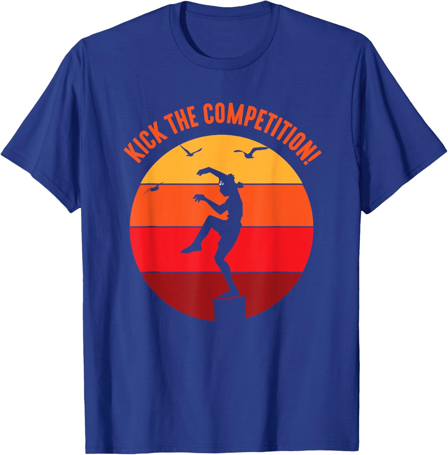Karate Teen Kid Vintage Sunset On Pacific Ocean Beach T-Shirt - T-Shirt | Royal