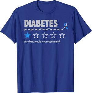 Diabetes Review Very Bad Would Not Recommend 1 Star Rating T-Shirt - T-Shirt | Royal