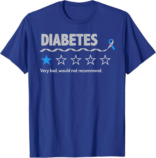 Diabetes Review Very Bad Would Not Recommend 1 Star Rating T-Shirt - T-Shirt | Royal