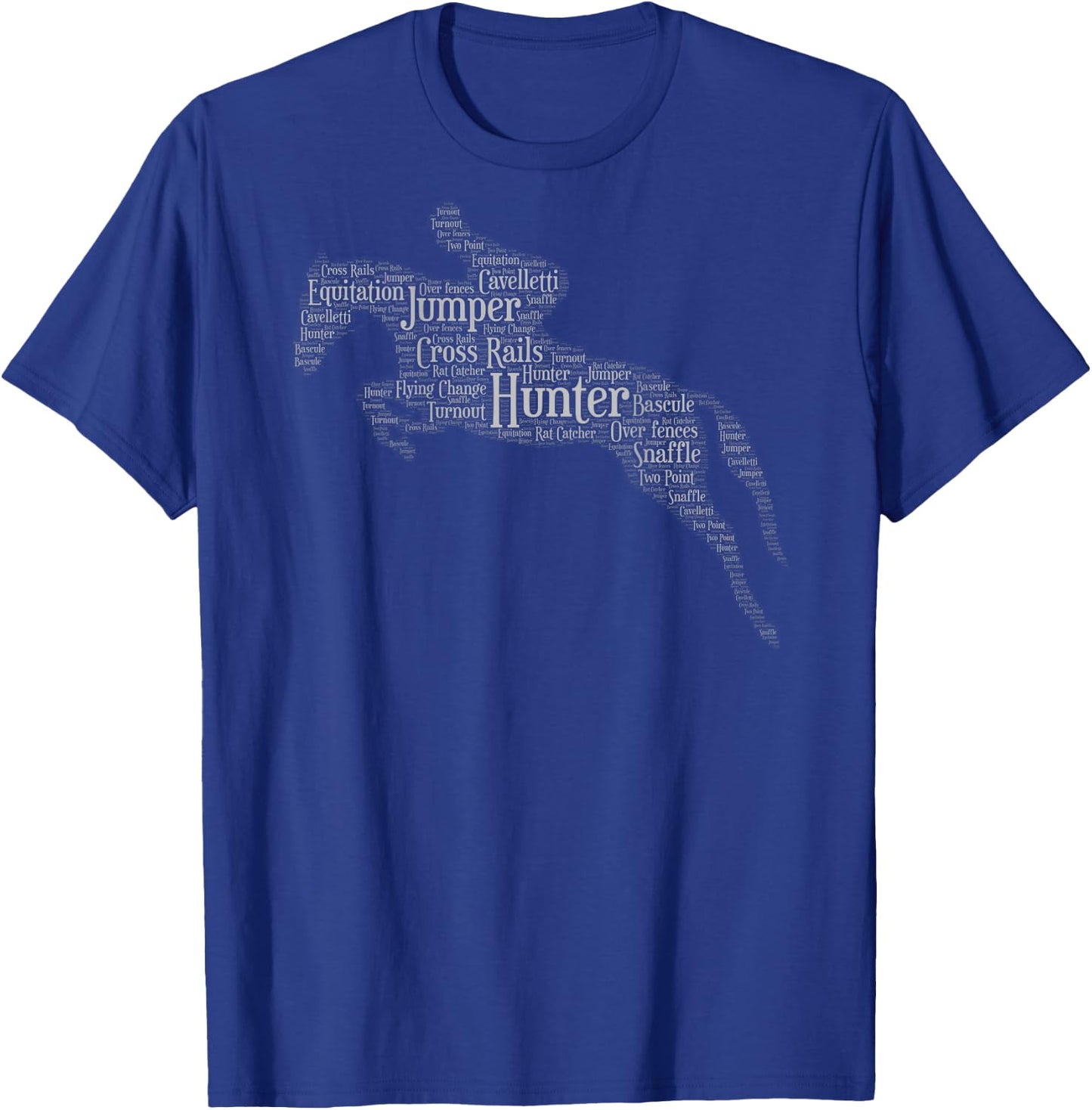 Horse Lovers and Gifts Hunter Jumper Equestrian Black -Adults Classic Fit Short Sleeve S T-Shirt - T-Shirt | Royal