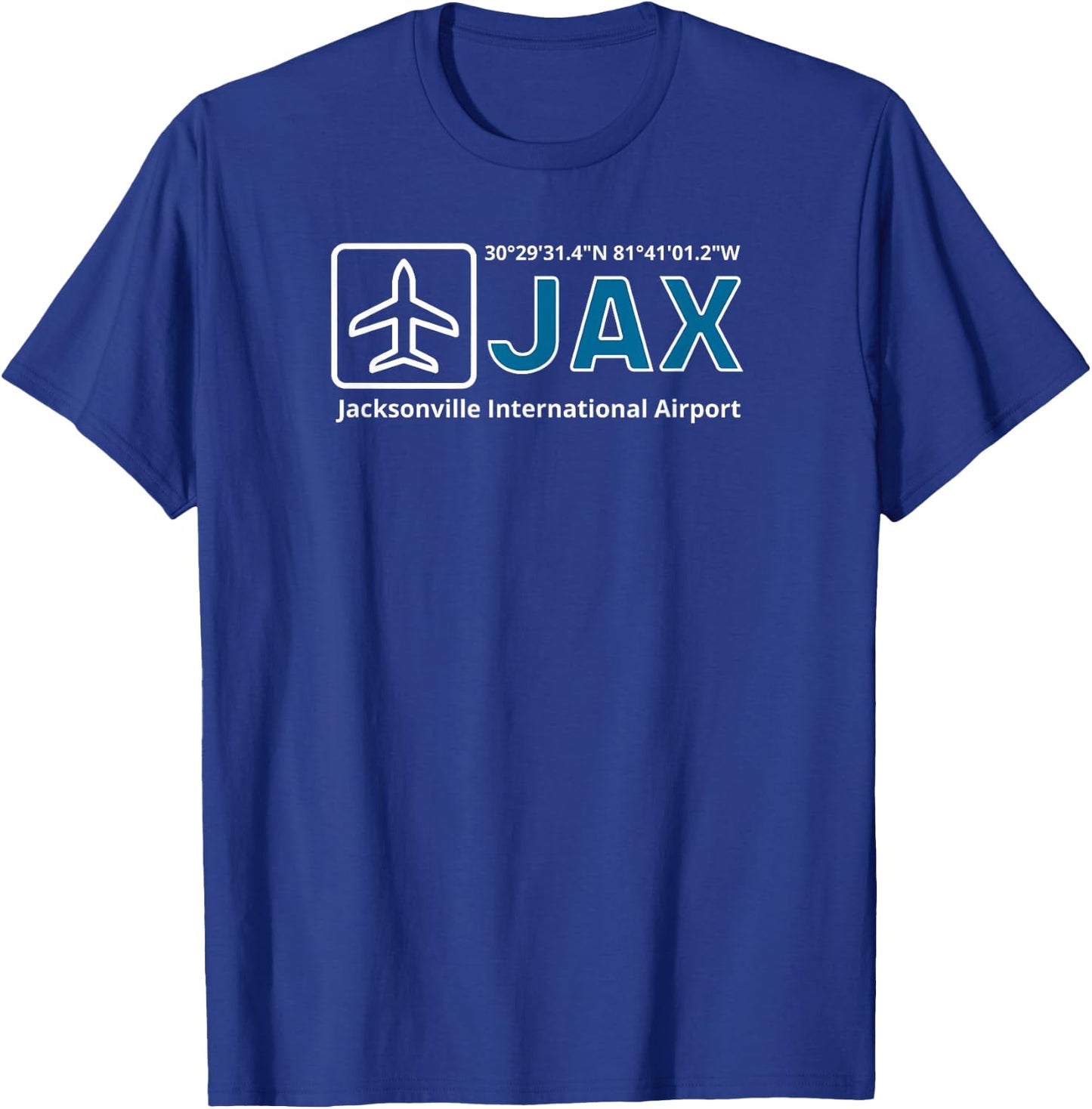 Jacksonville International Airport Florida Jax GPS Location T-Shirt - T-Shirt | Royal