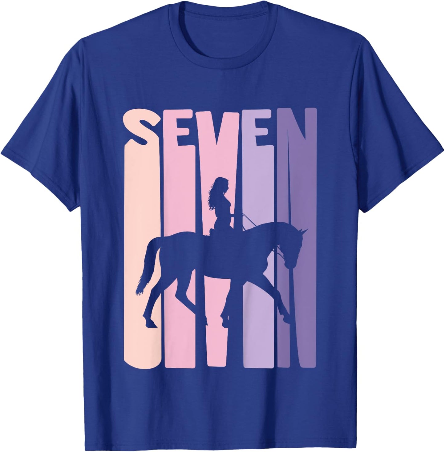 7th Birthday Gift Horse Rider Fan 7 Years Girls T-Shirt - T-Shirt | Royal
